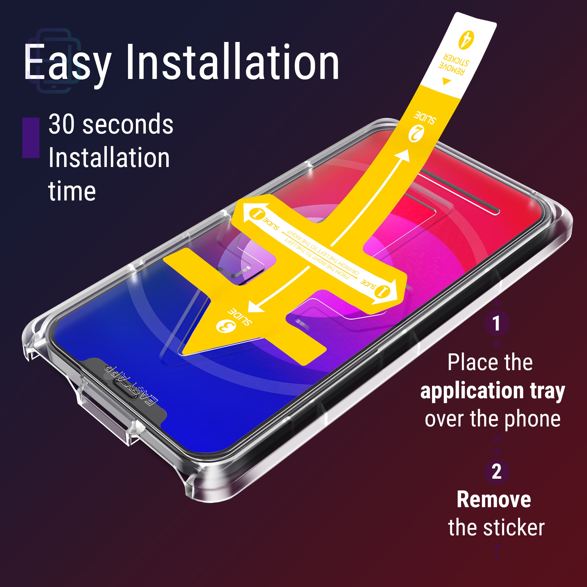 Set 2 Folii sticla pentru iPhone 12 Mini, Full Cover 3D, DefenSlim, instalare usoara si rapida cu dispozitiv de potrivire automata in 30 sec cu Easy Install Kit patentat, protectie telefon