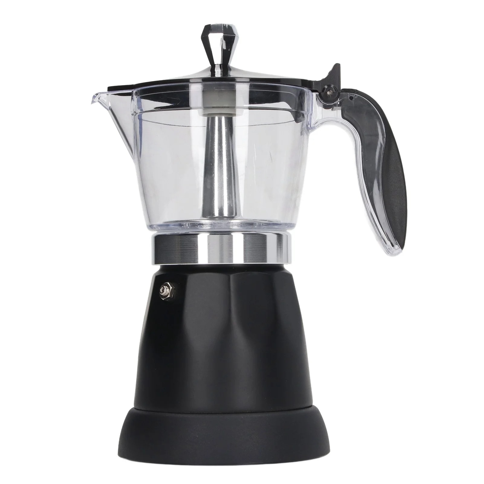 Espressor electric ZYBLSSBB LSM2xh10308-BCS0065406, ibric italian portabil 6 cesti (300 ml), capac transparent, baza neagra, 110V