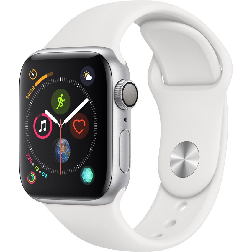 Ceas Smartwatch Apple Watch Series 4, GPS, 40 mm, Silver Aluminium Case, White Sport Band