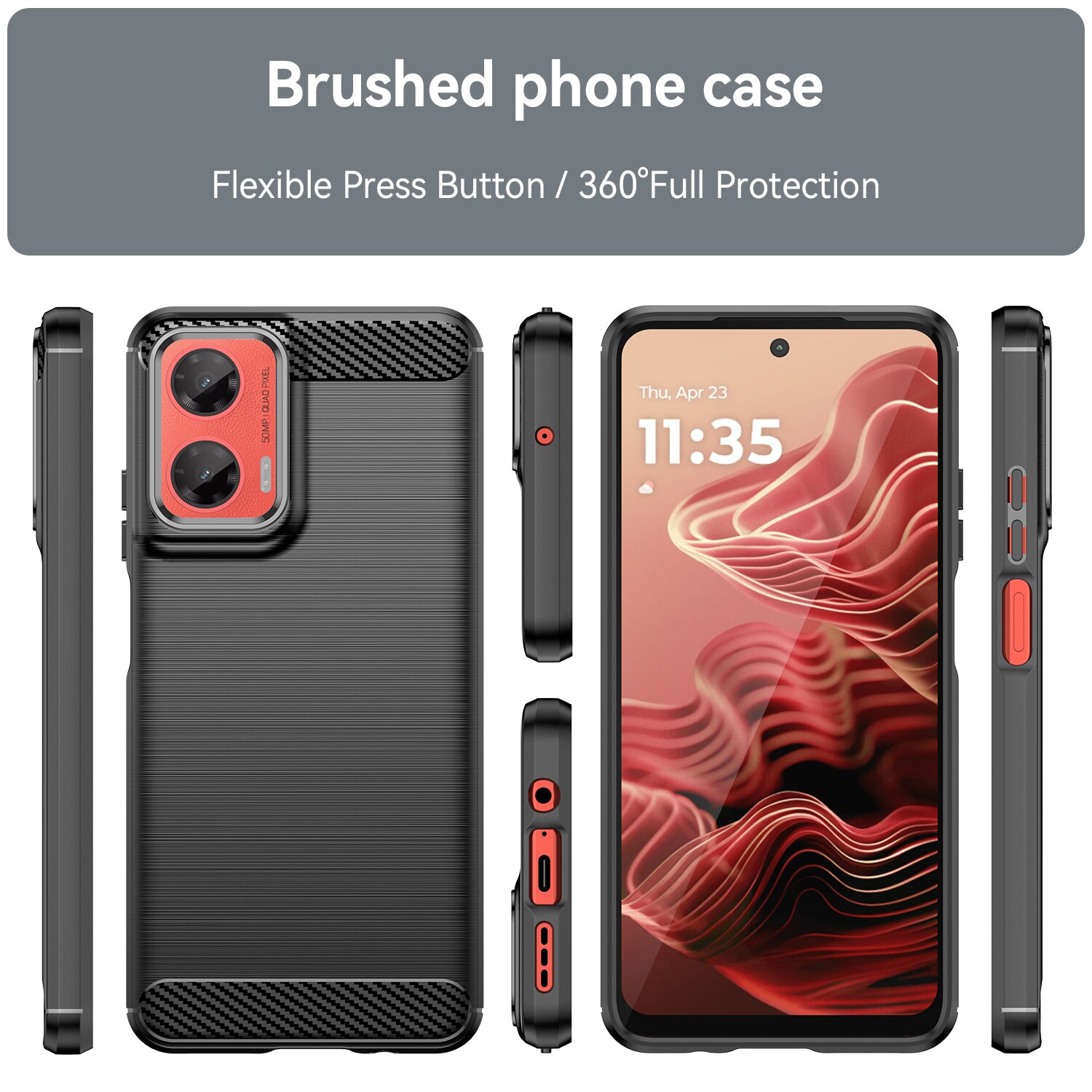 Husa telefon, pentru Motorola Moto G35 5G De inalta calitate subtire si usoara periata confortabila TPU Soft Feel, Carbon Fiber Negru