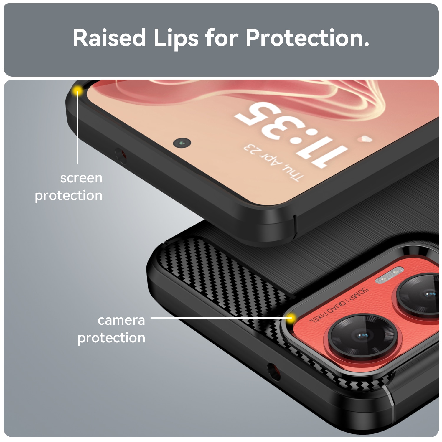 Husa telefon, pentru Motorola Moto G35 5G De inalta calitate subtire si usoara periata confortabila TPU Soft Feel, Carbon Fiber Negru