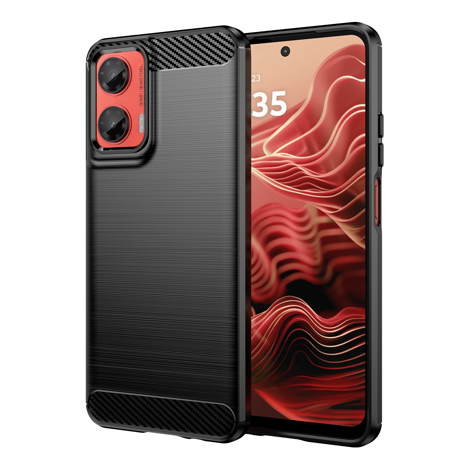 Husa telefon, pentru Motorola Moto G35 5G De inalta calitate subtire si usoara periata confortabila TPU Soft Feel, Carbon Fiber Negru