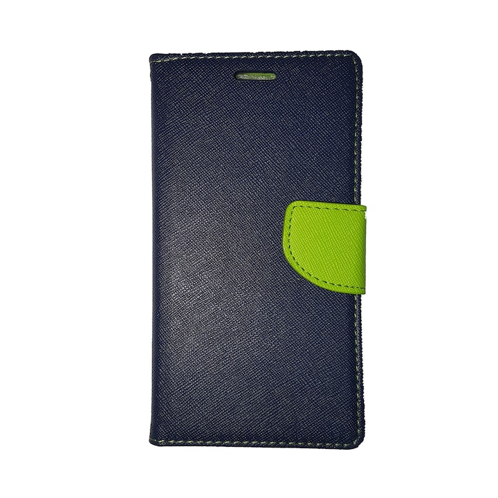 Husa tip Carte Pentru Lg G5, Fancy Case Navy Blue si Lime ,interior Lime