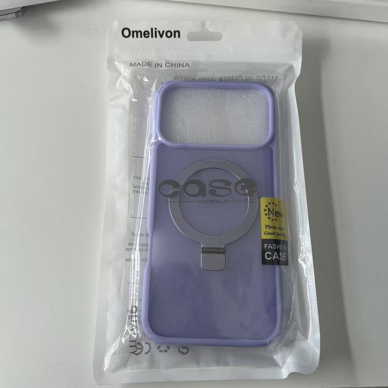 Husa de protectie pentru iPhone 17 Pro Max, Omelivon, MagSafe, Suport pentru inel, Margini ridicate pentru protectia ecranului, Anti-Soc, TPU Moale + PC Dur, Spate Semitransparent, Violet deschis