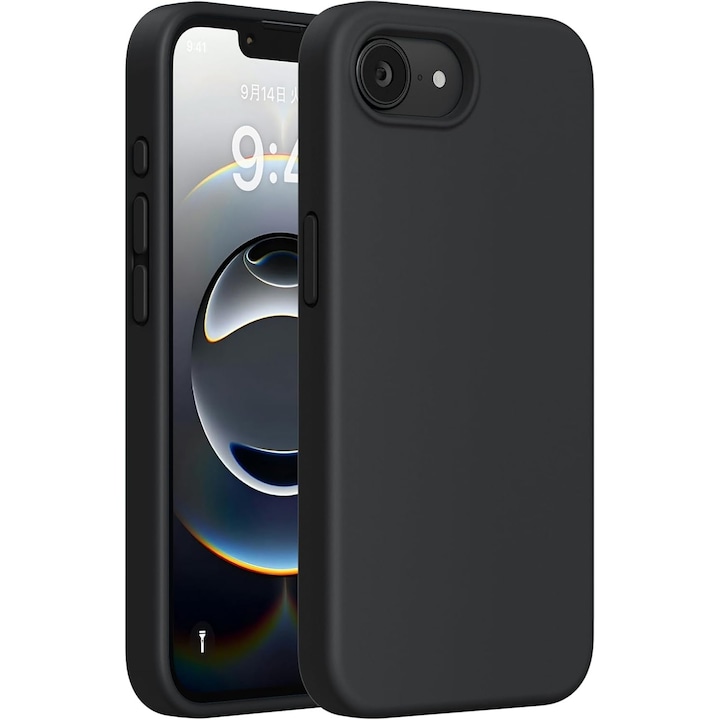Intelli® Husa Soft Silicone pentru Apple iPhone 17e, Microfibra in Interior, Negru