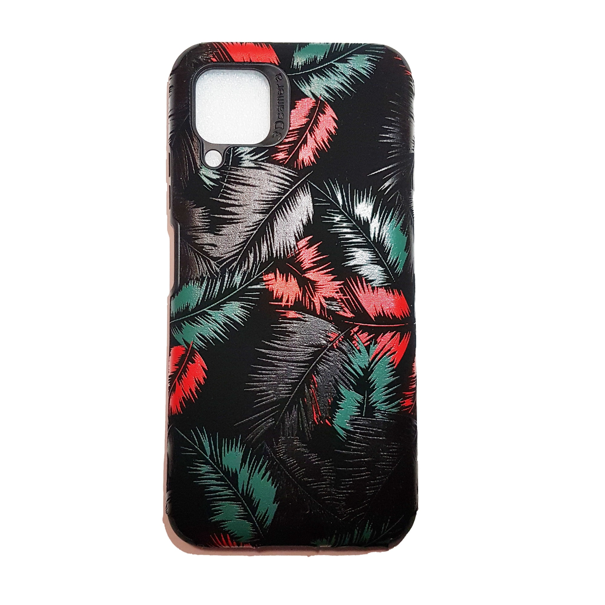 Husa antishock catifea pentru Huawei P40 Lite, Leaves, design Nr3, rosu