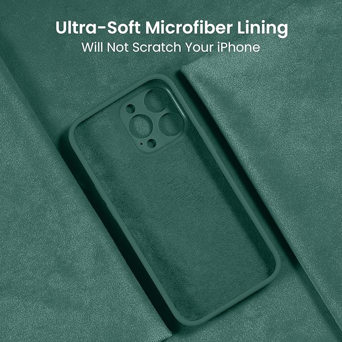 Husa pentru iphone 16 Pro, MingZhi®, Husa din silicon lichid, Husa pentru tot corpul, Pachet complet pentru lentile, Rezistent la socuri, Husa de telefon ultra subtire, Captuseala din microfibra moale rezistenta la zgarieturi, Verde