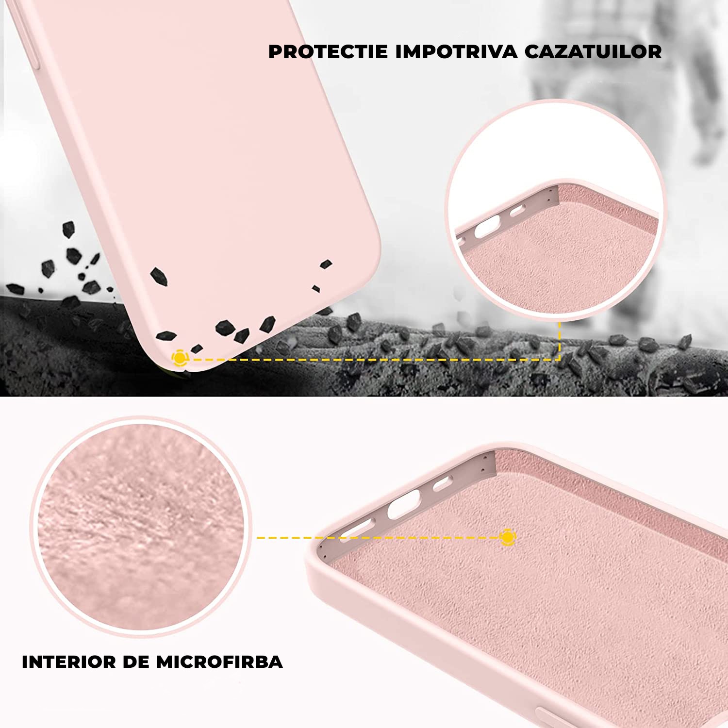 Husa Premium® Soft Silicone compatibila cu iPhone 15, Interior din Microfibra, Protectie la Camera Protectie sporita, Roz
