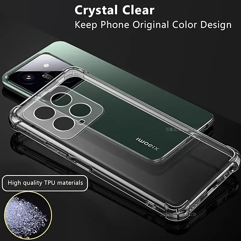 Husa protectie Mat-Tech compatibila cu Xiaomi 14, Protectie Camera, Colturi anti-soc, Decupaje Precise, Rezistenta la impact, Margini ridicate pentru protectia ecranului, Transparenta