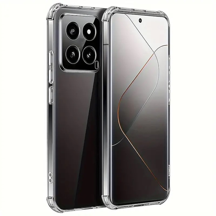 Husa protectie Mat-Tech compatibila cu Xiaomi 14, Protectie Camera, Colturi anti-soc, Decupaje Precise, Rezistenta la impact, Margini ridicate pentru protectia ecranului, Transparenta