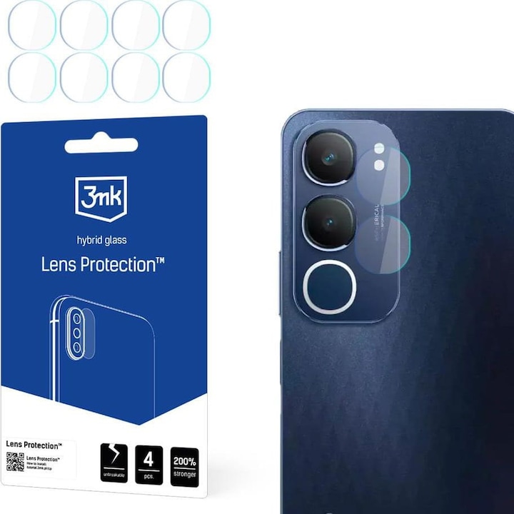 Set 4x Sticla camera foto 3mk Lens Protection pentru Vivo Y19s, transparenta