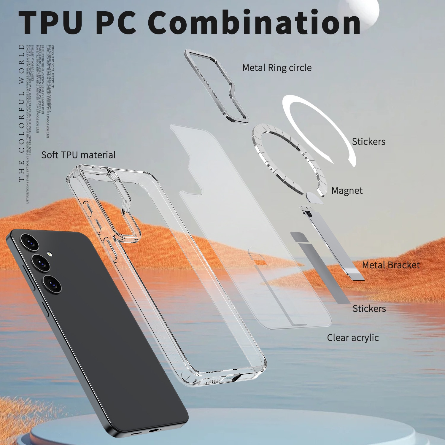 Husa de protectie pentru Samsung Galaxy S24 Plus Compatibila cu MagSafe, Kickstand Metalic, TPU + Acril, Transparent – Protectie Premium si Design Elegant