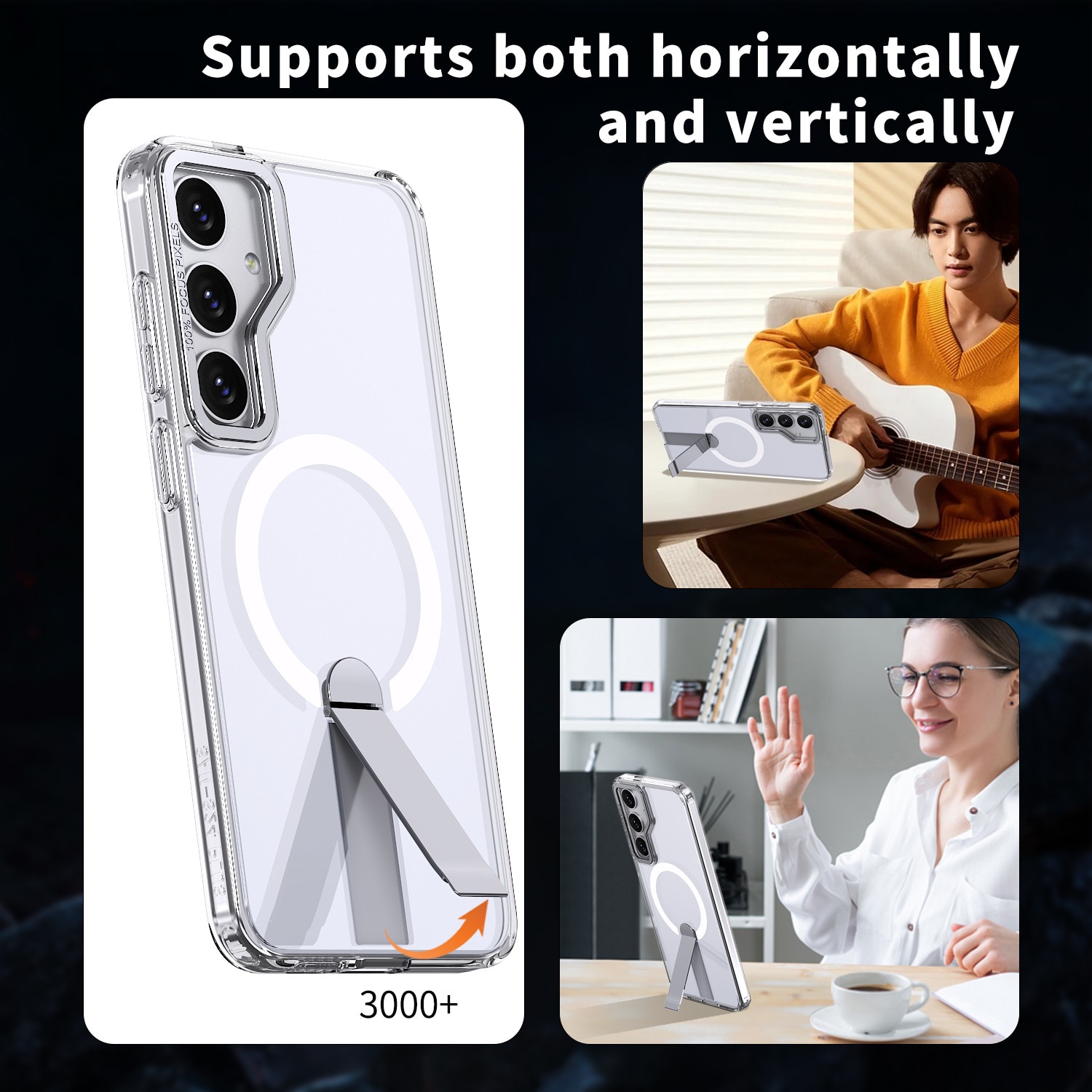 Husa de protectie pentru Samsung Galaxy S24 Plus Compatibila cu MagSafe, Kickstand Metalic, TPU + Acril, Transparent – Protectie Premium si Design Elegant