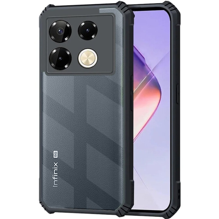 Husa telefon ERBORD pentru Infinix Note 40 Pro Plus, AntiDrop Hybrid, neagra, protectie antisoc