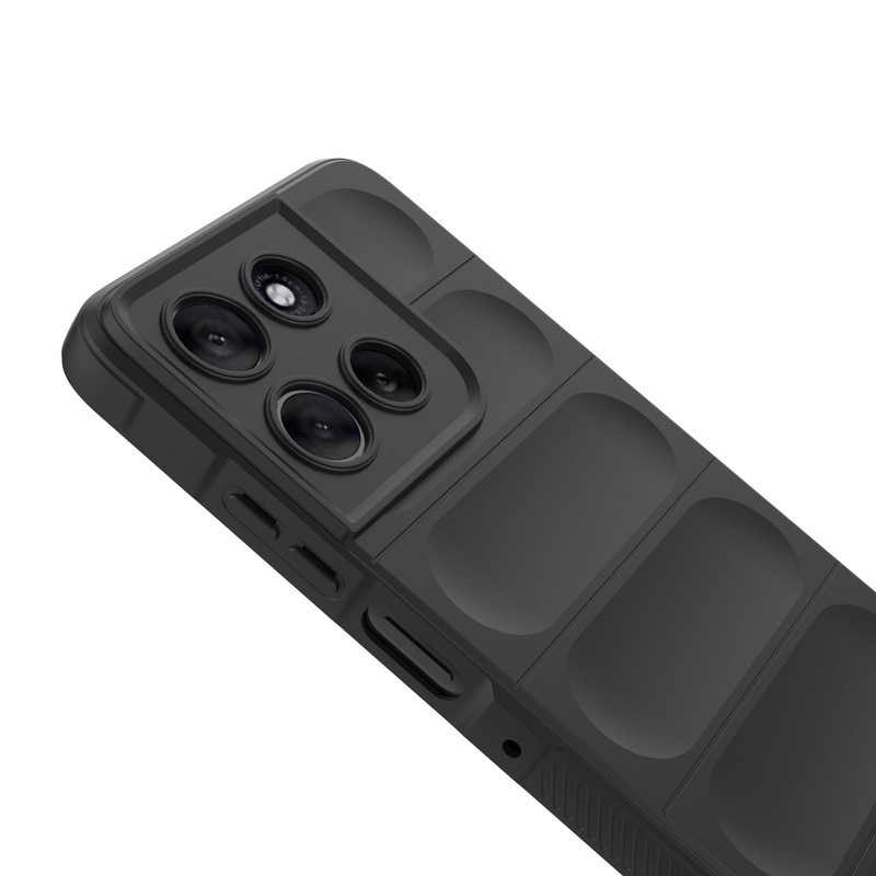 Husa telefon, pentru Motorola G86 5G, Heavy Duty 3D cu dungi senzoriale Soft Silicone Full Portection Rezistent la socuri, Negru intens