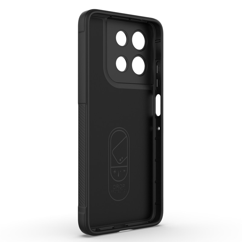 Husa telefon, pentru Motorola G86 5G, Heavy Duty 3D cu dungi senzoriale Soft Silicone Full Portection Rezistent la socuri, Negru intens