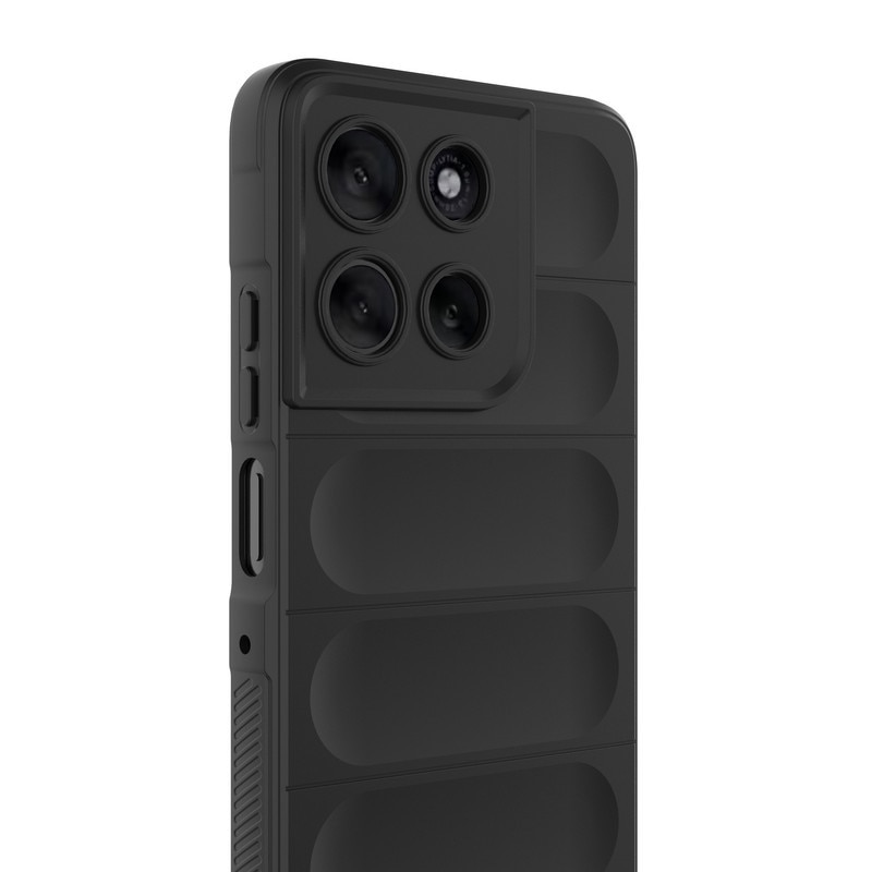 Husa telefon, pentru Motorola G86 5G, Heavy Duty 3D cu dungi senzoriale Soft Silicone Full Portection Rezistent la socuri, Negru intens