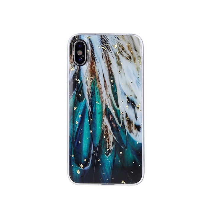 Husa Gold Glam pentru Samsung Galaxy A23 5G, pene