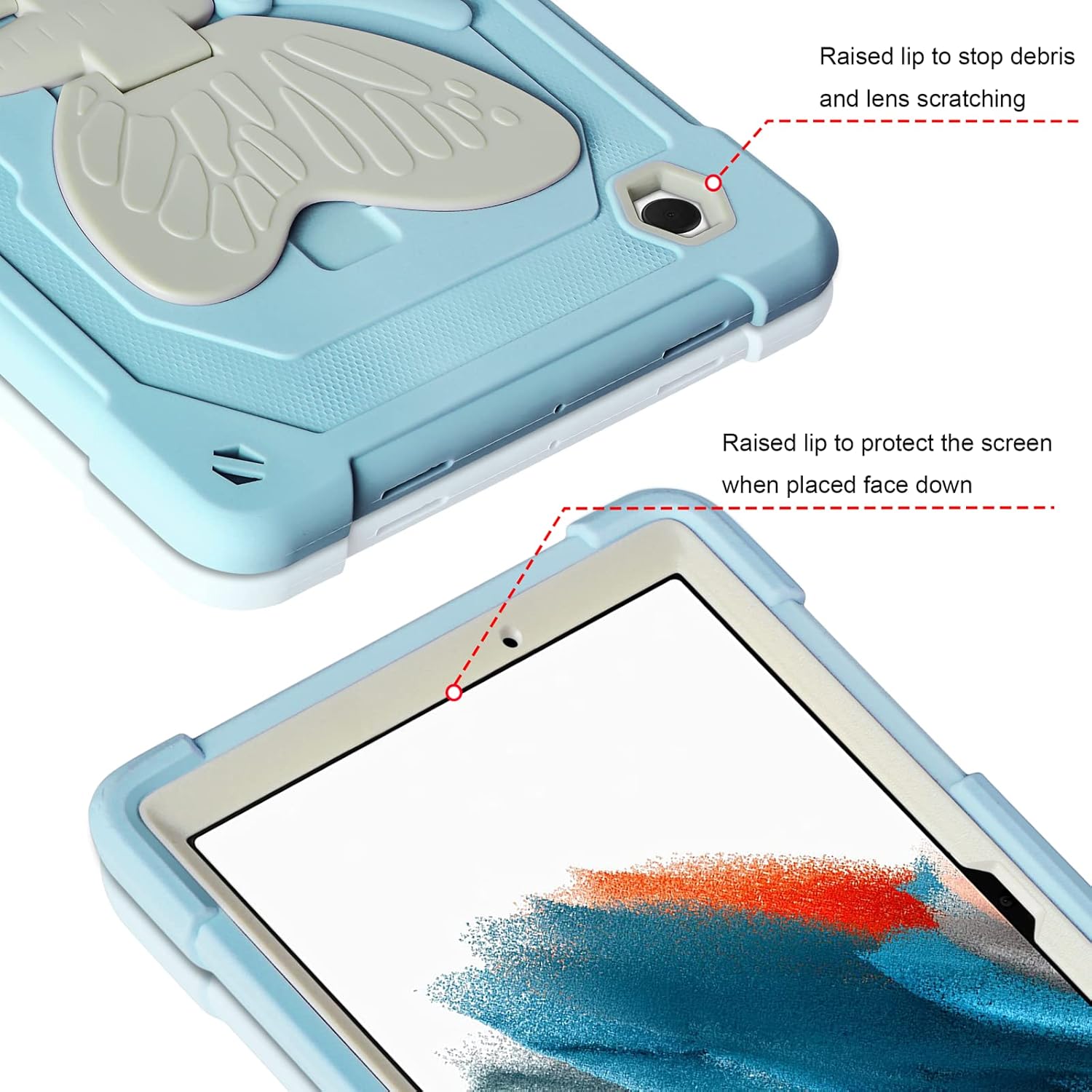 Husa premium Sigloo pentru Apple iPad Mini 7/6 (2024/2021), 8.3", Protectie Completa, Suport Creion, Stand Fluture, Curea Umar, Anti-Soc, Bleu