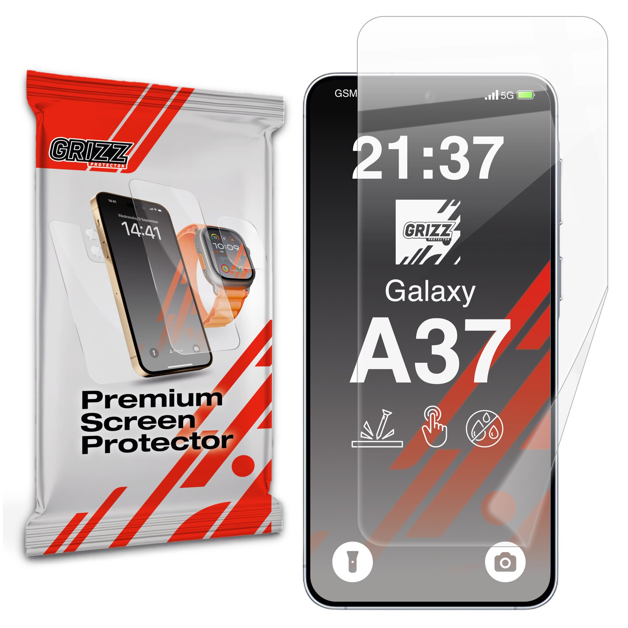 Folie protectie GrizzGlass CeramicFilm compatibila cu Samsung Galaxy A37, Transparent