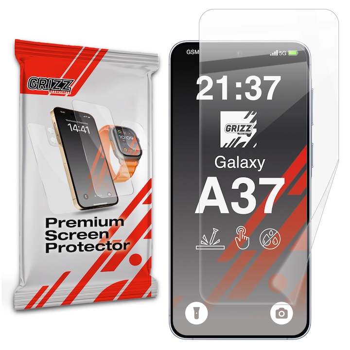 Folie protectie GrizzGlass CeramicFilm compatibila cu Samsung Galaxy A37, Transparent