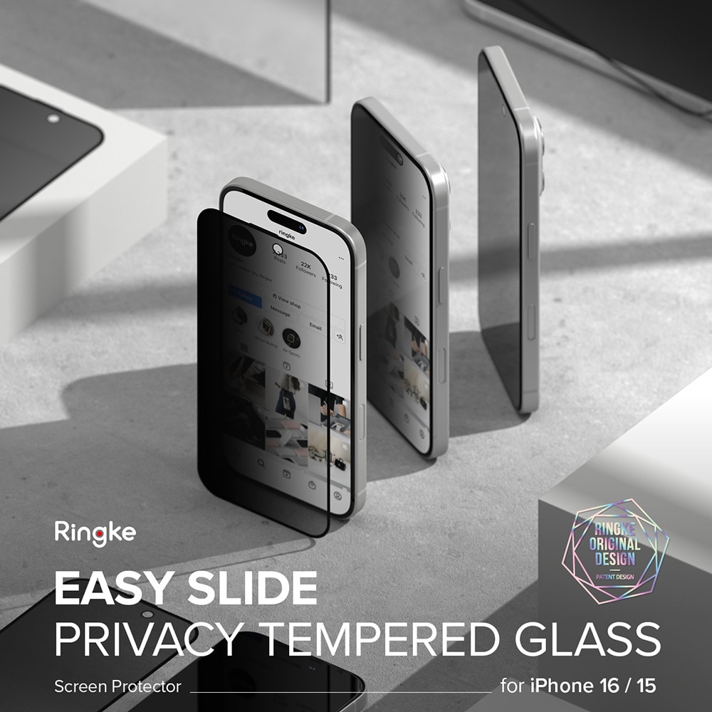Folie telefon Ringke sticlă securizată transparentă, set 2 bucăți, iPhone 16 Pro Max