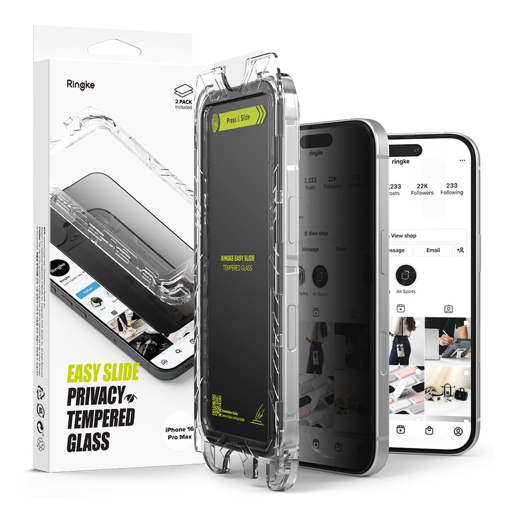 Folie telefon Ringke sticlă securizată transparentă, set 2 bucăți, iPhone 16 Pro Max