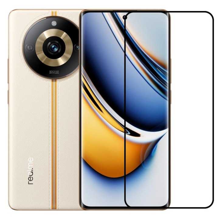 Folie Sticla Securizata, Flippy, Compatibila cu Realme 11 Pro, Full Glue, Margini Negre, Transparent