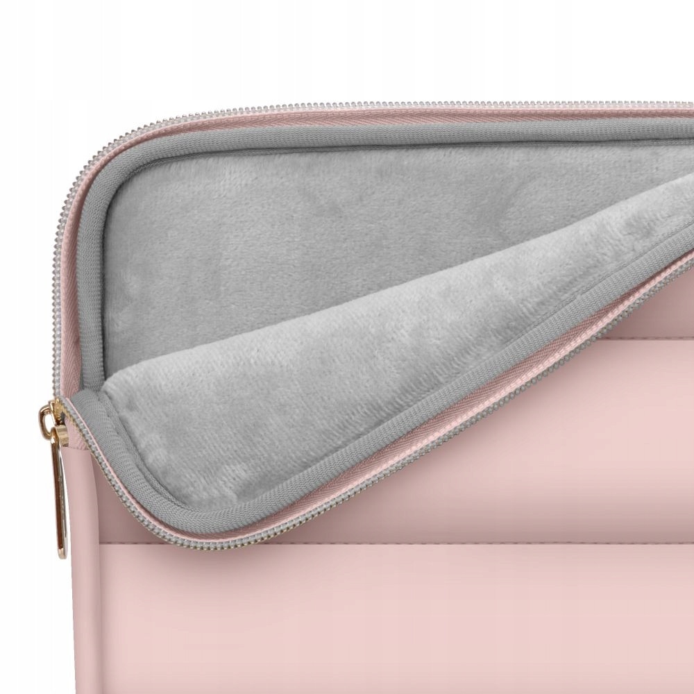 Etui laptop Tech-Protect Puffy set, 13-14 inch, roz prafuit, dimensiuni 36x25,3x2cm, include etui mini