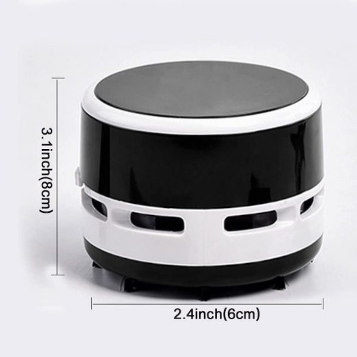 Mini aspirator portabil model 0806BM-BST3189783, pentru birou si uz casnic, negru/alb, O 6 x 8 cm