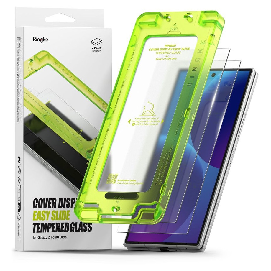 Set 2 folii sticla securizata Ringke Cover Display Pro, Kit montare inclus, compatibile cu Samsung Galaxy Z Fold 8 Ultra, Transparent