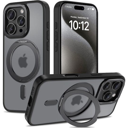 Husa Compatibila Pentru iPhone 17 PRO MAX, MagSafe, Inel Stand Metalic 360°, Incarcare Wireless, Protectie Camera si Ecran, Neagra