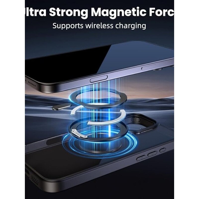 Husa Compatibila Pentru iPhone 17 PRO MAX, MagSafe, Inel Stand Metalic 360°, Incarcare Wireless, Protectie Camera si Ecran, Neagra