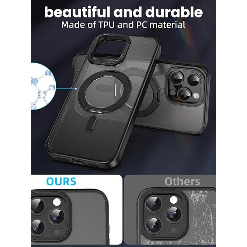 Husa Compatibila Pentru iPhone 17 PRO MAX, MagSafe, Inel Stand Metalic 360°, Incarcare Wireless, Protectie Camera si Ecran, Neagra
