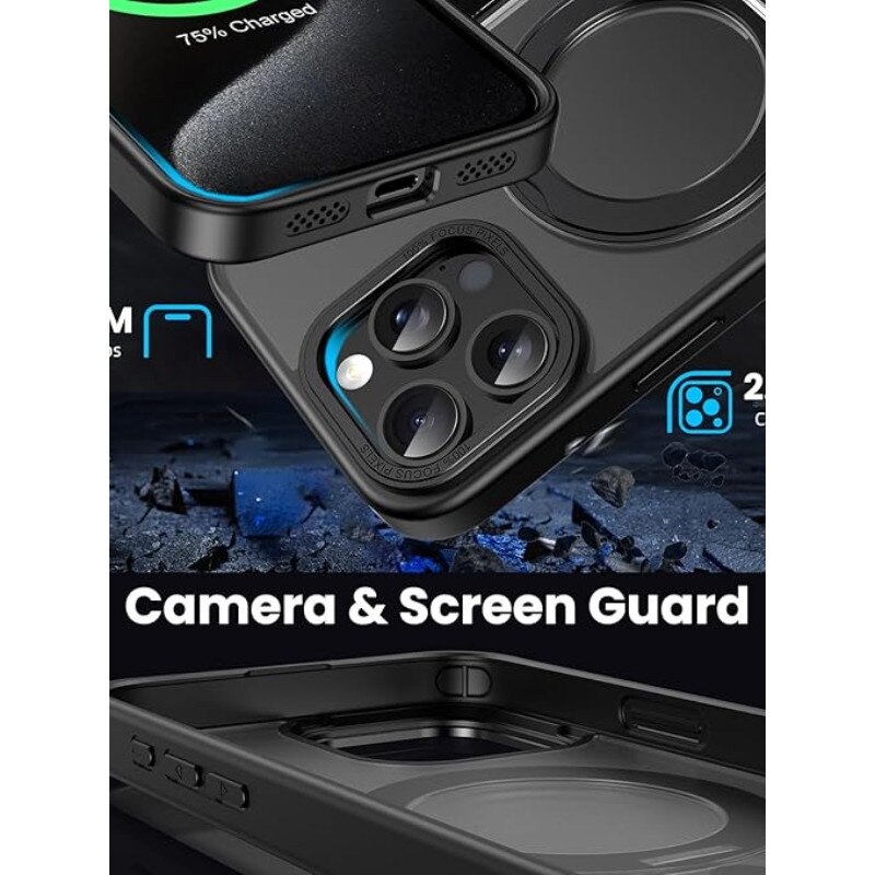 Husa Compatibila Pentru iPhone 17 PRO MAX, MagSafe, Inel Stand Metalic 360°, Incarcare Wireless, Protectie Camera si Ecran, Neagra