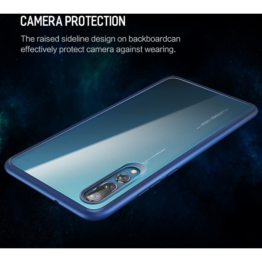 Husa Huawei P20 Flippy Transparent cu Margini Albastre