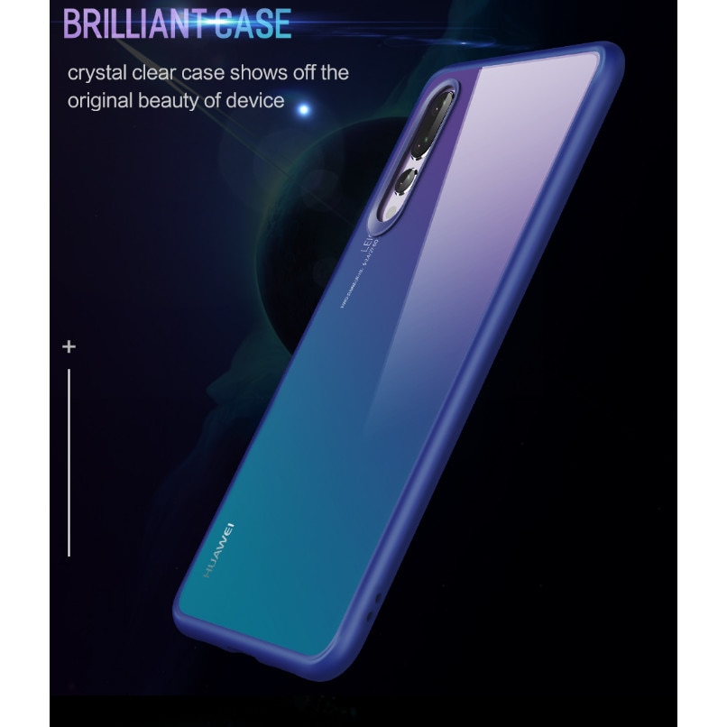Husa Huawei P20 Flippy Transparent cu Margini Albastre