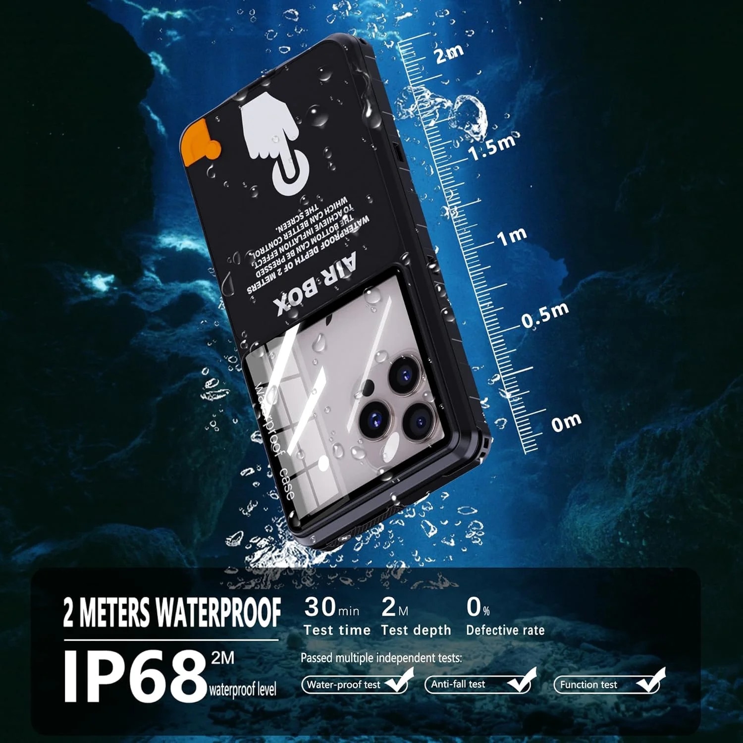 Husa de telefon impermeabila, compatibila cu iPhone 17/16/15/14/13 Pro Max, Samsung Galaxy S25/S24 Ultra, Google/Moto pana la 6.9 inch, protectie subacvatica pentru snorkeling si scufundari, negru