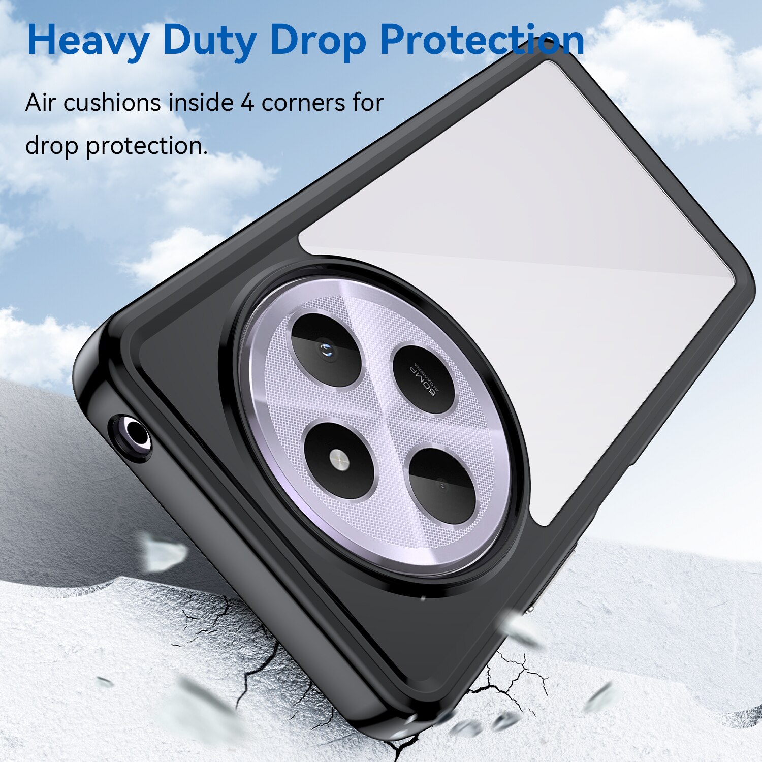 Husa telefon, pentru Xiaomi Redmi 14C 4G De inalta calitate Hard Backplane Soft Border Pure si Luminos Simtire confortabila, Negru transparent