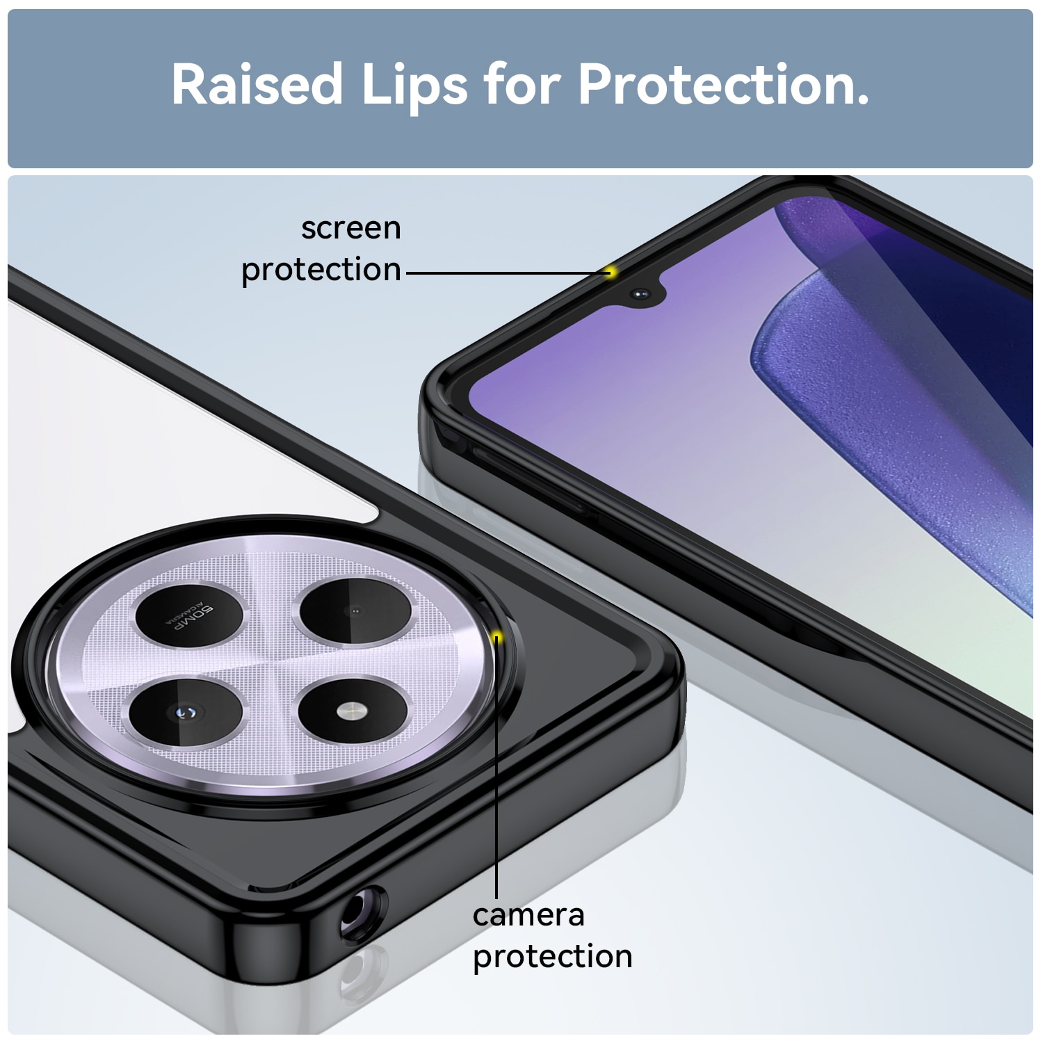 Husa telefon, pentru Xiaomi Redmi 14C 4G De inalta calitate Hard Backplane Soft Border Pure si Luminos Simtire confortabila, Negru transparent