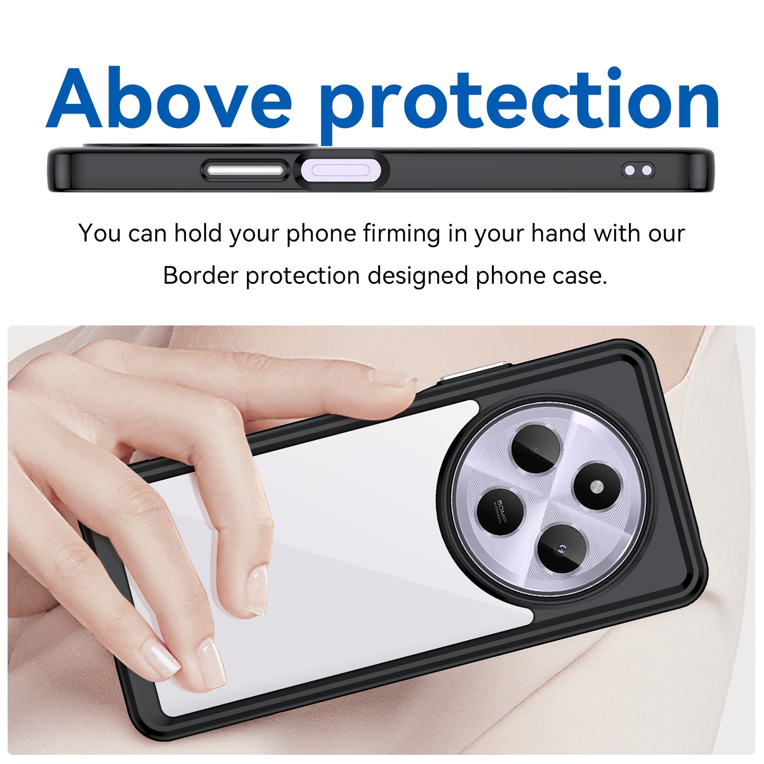 Husa telefon, pentru Xiaomi Redmi 14C 4G De inalta calitate Hard Backplane Soft Border Pure si Luminos Simtire confortabila, Negru transparent