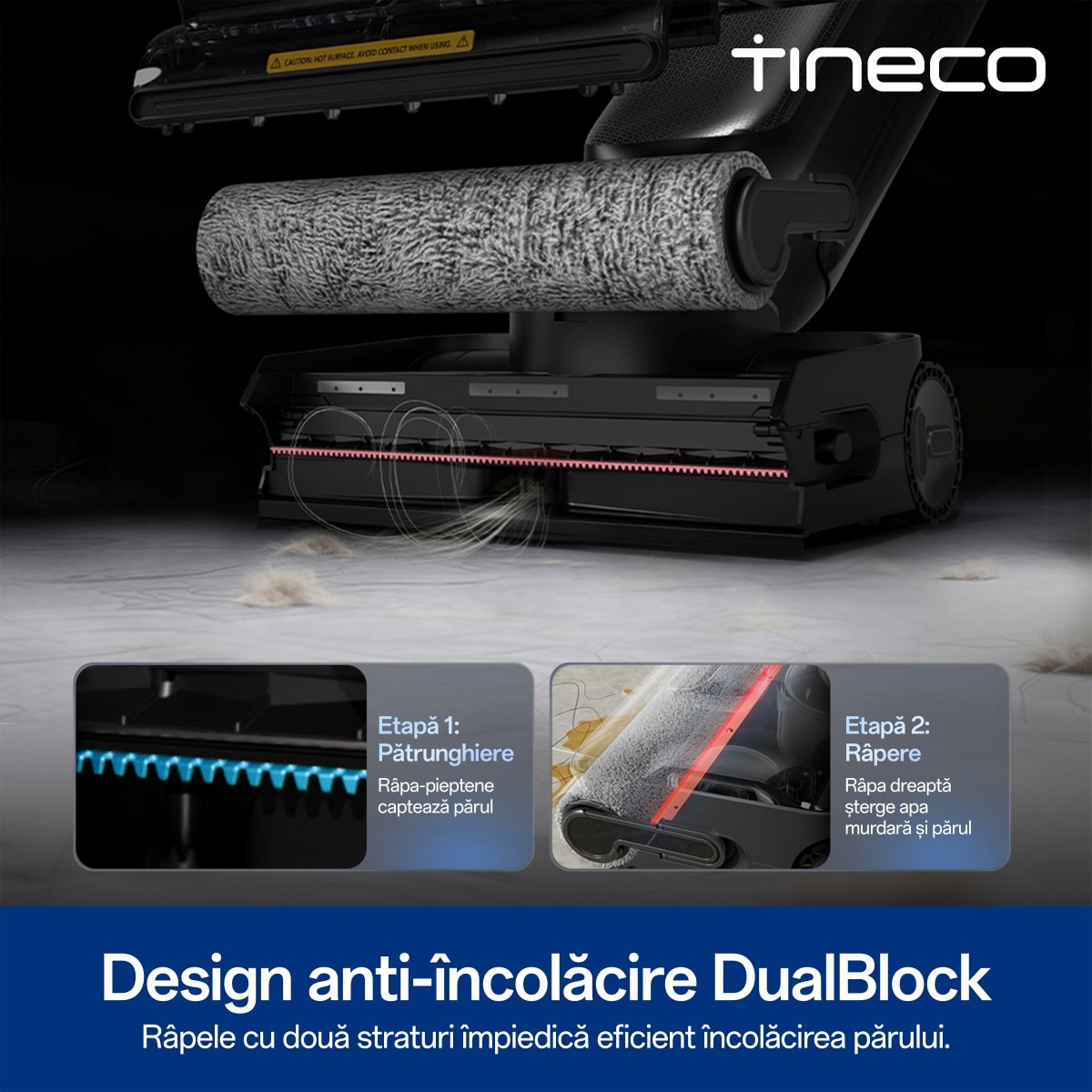 Aspirator Vertical Cu Spalare Tineco Floor One S9 Artist Steam Pro, 230W Putere, 22kPa, Functie Abur 160°C, Autocuratare FlashDry 85°C, Autonomie 75 Min, Argintiu + Card Cadou Solutie de Curatare