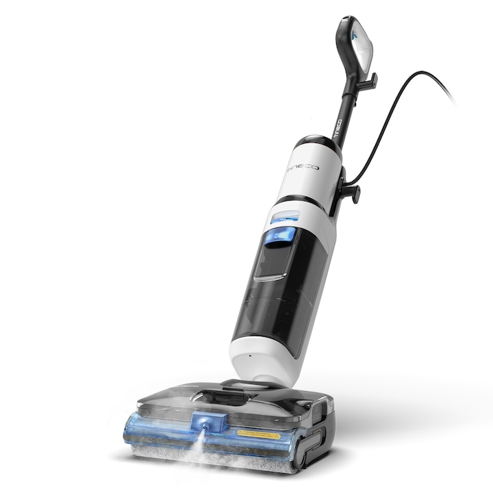 Aspirator Vertical Cu Spalare Tineco Floor One S6 Stretch Steam Plus, 220W Putere, 22kPa, Functie Abur, 180° Flexibil, Autonomie 40 Min, Gri & Negru + Card Cadou Solutie de Curatare