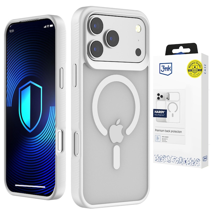 Husa fumata cu MagSafe pentru Apple iPhone 17 Pro Max - 3mk HARDY® Hazy MagCase™ White