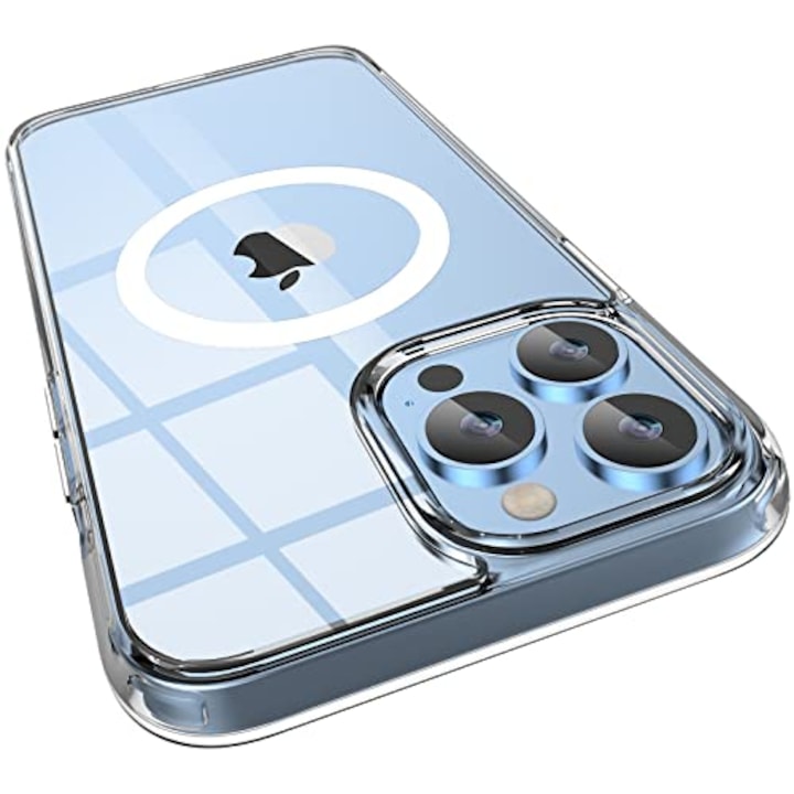 Husa Magnetica pentru iPhone 14, Compatibila cu MagSafe, Magnetism Puternic, Protectie de Nivel Militar, 3 Metri, Husa Ultra-Subtire Mata Translucida pentru iPhone 14 (6,1 Inch), Transparent