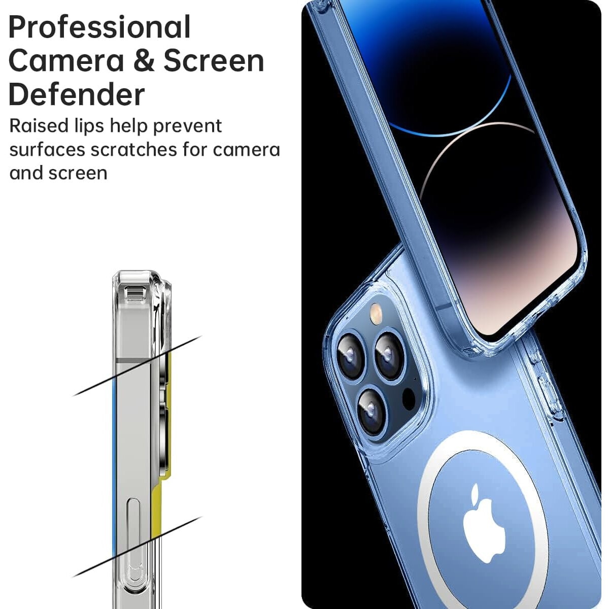 Husa Magnetica pentru iPhone 14, Compatibila cu MagSafe, Magnetism Puternic, Protectie de Nivel Militar, 3 Metri, Husa Ultra-Subtire Mata Translucida pentru iPhone 14 (6,1 Inch), Transparent