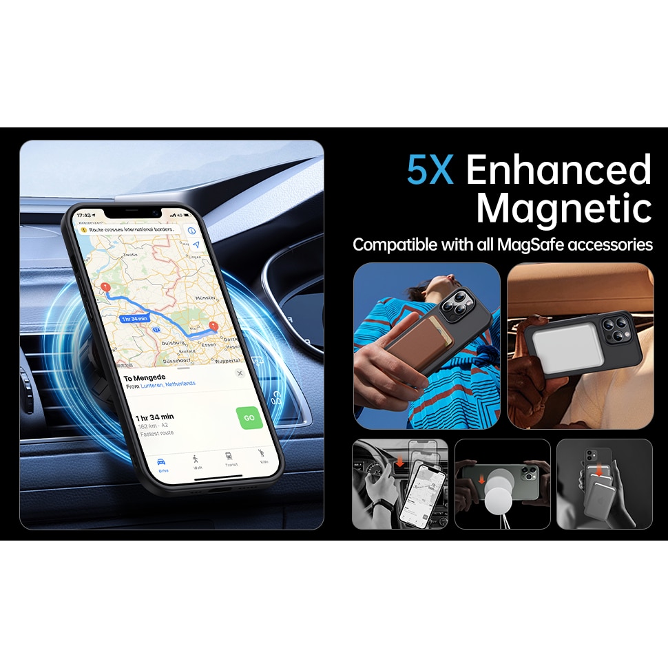 Husa Magnetica pentru iPhone 14, Compatibila cu MagSafe, Magnetism Puternic, Protectie de Nivel Militar, 3 Metri, Husa Ultra-Subtire Mata Translucida pentru iPhone 14 (6,1 Inch), Transparent