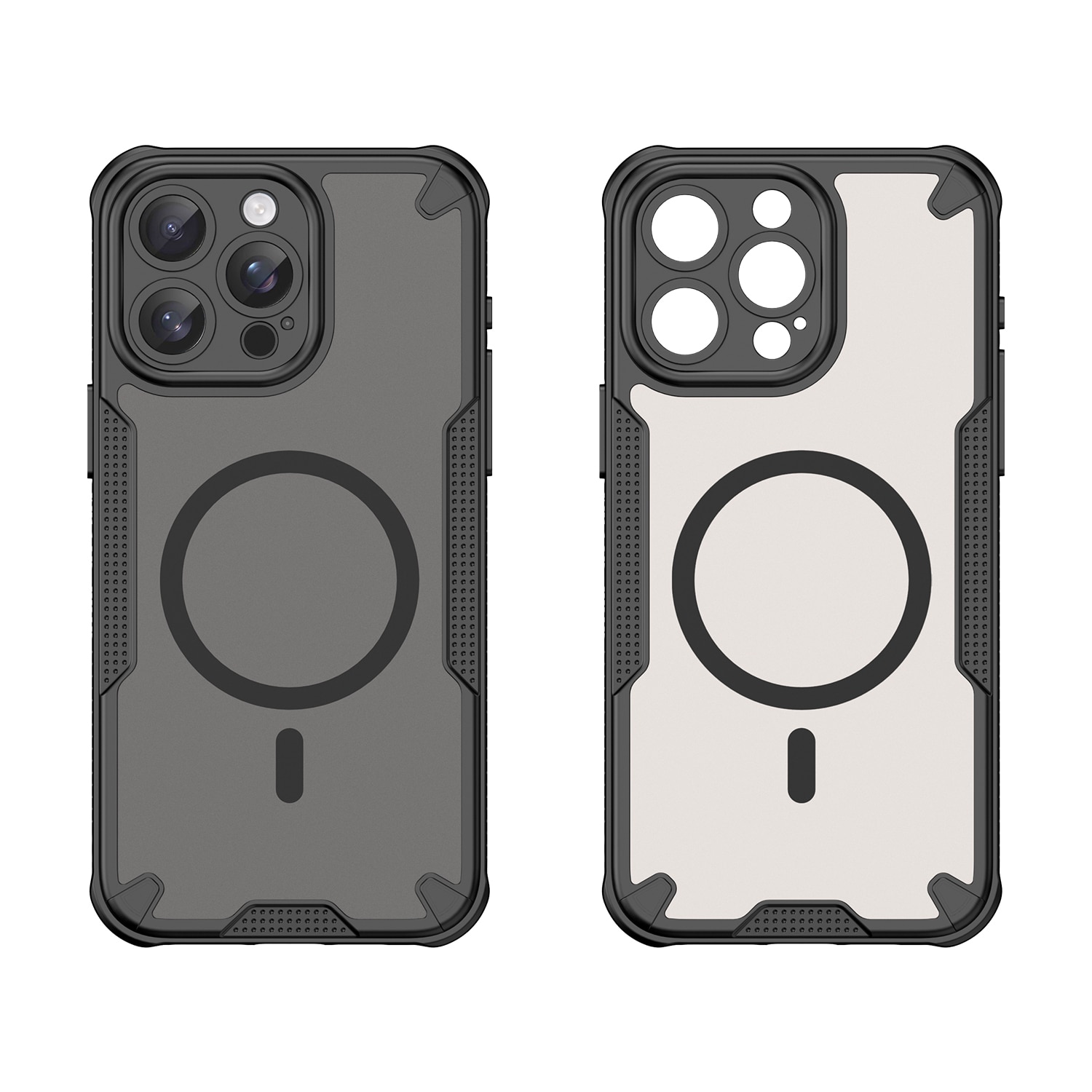 Husa telefon, pentru iPhone 15 Pro Max Armura de magnetic confortabil ulei impermeabil TPU + PC moale Semi-translucentmatte simt, Negru, Transparent