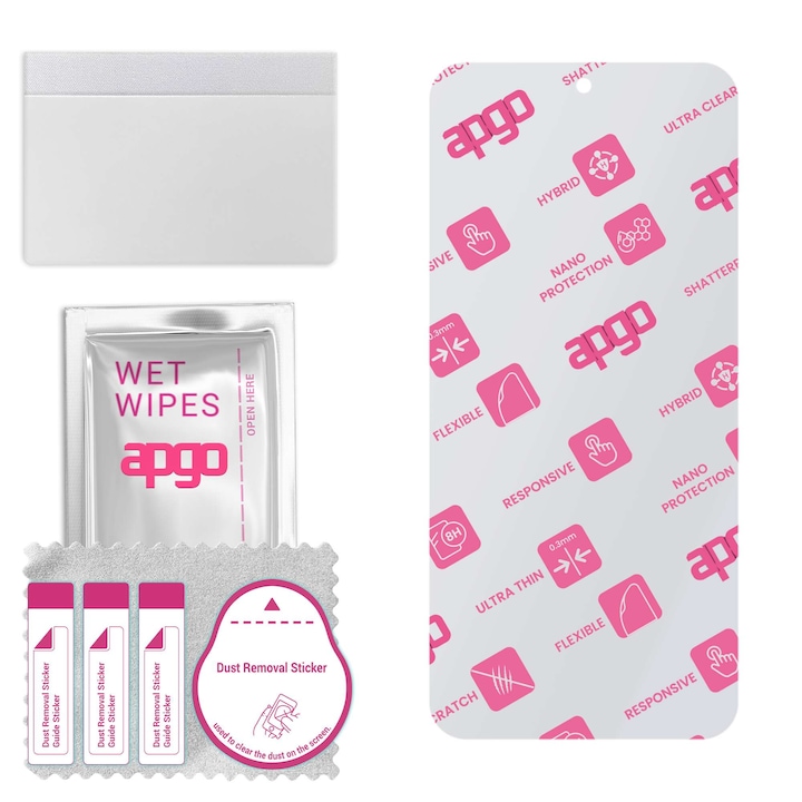 Sticla protectie apgo pentru Xiaomi 14 Ultra, Sticla hibrida, Securizata pentru display, Lucioasa, flexible Hybrid Glass, Full Glue