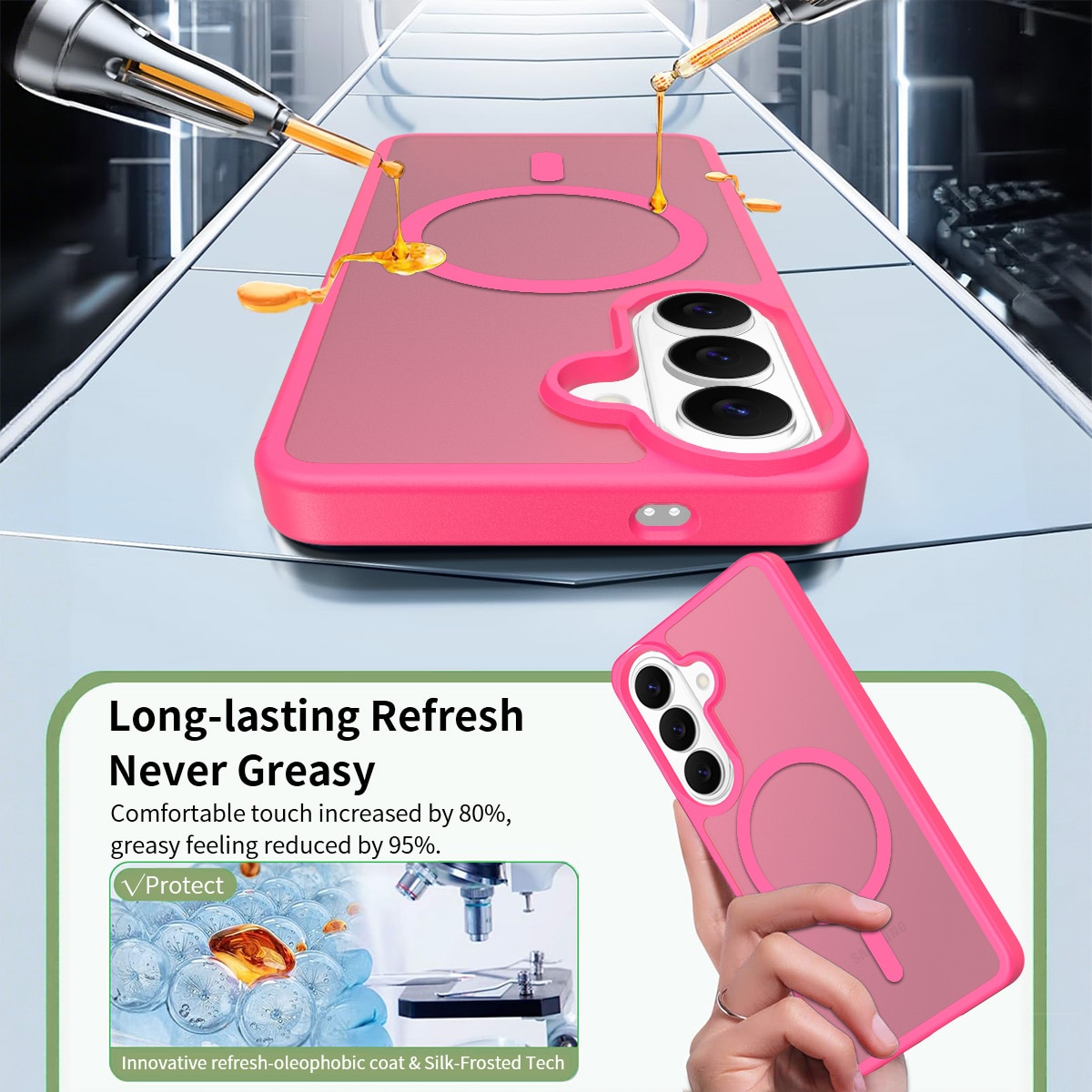 Husă de protecție pentru Samsung Galaxy S25, MagSafe, roz închis, material TPU+PC, antișoc